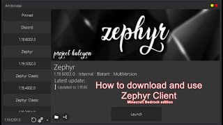 How to download and use Zephyr client Minecraft Bedrock edition hack client [upl. by Aicital]