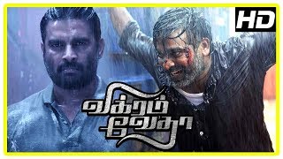 Vikram Vedha Climax  Maddy recollects incident on Varalaxmi and Prem  Vijay sethupathi Mass scene [upl. by Edlyn]