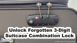 How to Easily Unlock a Forgotten 3Digit Suitcase Combination Lock [upl. by Aggri]