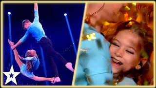 Aerial Dance Duo Win the GOLDEN BUZZER with a STUNNING Audition  Kids Got Talent [upl. by Candis]