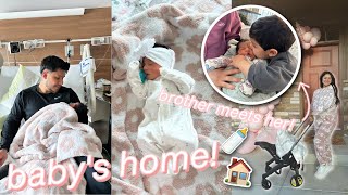 BRINGING OUR BABY HOME FROM THE HOSPITAL BROTHER MEETS HER 🥺 [upl. by Dorcia]