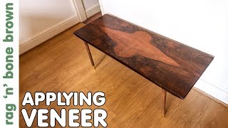 Applying A New Veneer  second attempt restoring a mid century coffee table [upl. by Ytram]