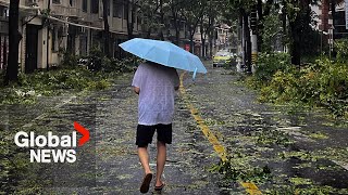 Typhoon Bebinca makes landfall in Shanghai strongest to hit island in 7 decades [upl. by Einna61]