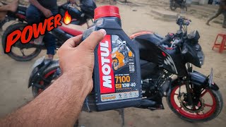 MOTUL 10w40 Engine Oil For Apache 160 4v  Best Engine Oil   R RIDER [upl. by Ramhaj243]