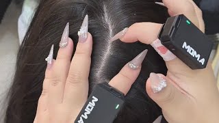 ASMR Deep Scalp Care Nails and Brush Dandruff Scratching Sounds [upl. by Pheni988]