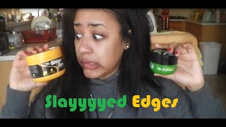 SLAAYYYED Edges Shine n Jam Conditioning Gel vs Shine n Jame Silk Edges ReviewComparison [upl. by Krystal]