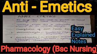 Notes Of Anti  Emetics in Pharmacology in Hindi Bsc Nursing [upl. by Samara]