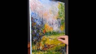 Landscape palette knife painting by Nathalie JAGUIN [upl. by Reed615]