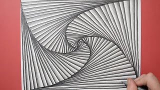 How to Create a Simple Spiral Pattern with Lines  Doodle Art [upl. by Shute]