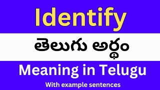 Identify meaning in telugu with examples  Identify తెలుగు లో అర్థం Meaning in Telugu [upl. by Hgiel]