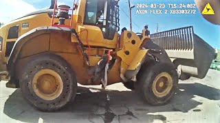 Disgruntled Former Employee Hijacks Front Loader and Leads Police on a SlowSpeed Chase [upl. by Ardnaed]