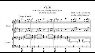 The Sleeping Beauty Waltz Tchaikovsky  Piano 4 Hands Arr Rachmaninoff [upl. by Shina766]