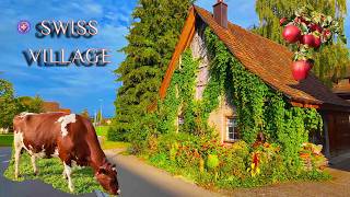 SWITZERLAND VILLAGE ✨ Riegel houses animals and harvest  Swiss Country Walking tour 4K HDR [upl. by Casar]