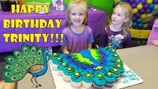 HAPPY BIRTHDAY Party Trinity Turns 5 Years Old Peacock Birthday Party [upl. by Euginomod]