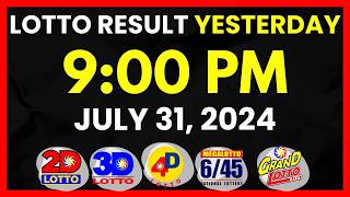 Lotto Result Yesterday PCSO 9PM Draw July 31 2024  PCSO Lotto 2D 3D Swertres 4D 645 655 [upl. by Ntisuj23]