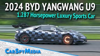 2024 BYD Yangwang U9 Prototype Starts Testing At Nürburgring 1287 HP Battery Electric SuperCoupe [upl. by Oalsecnew]