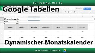 Dynamischen Monatskalender erstellen  Download Google Tabellen Spreadsheets [upl. by Peder]