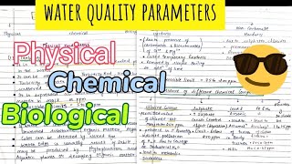 Water Quality Parameters physical chemical biological indicators 😎😎notes [upl. by Imehon]