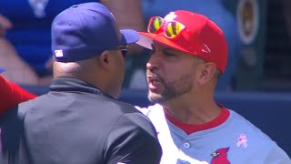 Oli Marmol and Cardinals Bench Coach Daniel Descalso Get Ejected After Successful Challenge [upl. by Lancelle456]