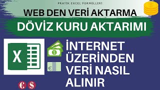 EXCEL DÖVİZ KURU AKTARMA TCMB  İNTERNET  WEB  VERİ ALMAK  EĞİTİM  DERS [upl. by Modern46]