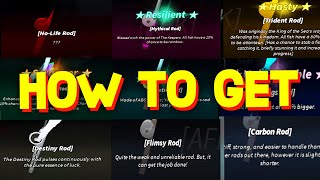 NEW HOW TO GET ALL FISHING RODS amp SHOWCASE in FISCH ROBLOX [upl. by Novahs]