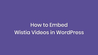 How to Embed Wistia Videos in WordPress [upl. by Rock829]