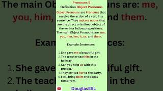 Pronouns 9 Definition Object Pronouns eslacademy english englishgrammar englishtutorial [upl. by Jillie]