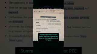 Summarize Spoken Text PTE  Very Easy amp 100 Working Template shorts pte ptelistening [upl. by Kcirdet565]