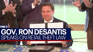 Governor DeSantis speaks on new retail theft law with Florida Attorney General [upl. by Gnos]