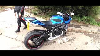 Suzuki GSXR 600 Exhaust Sound  Akrapovic vs Straight Pipe [upl. by Mobley]