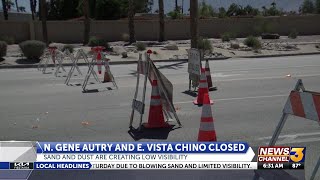 N Gene Autry and E Vista Chino closed at the wash [upl. by Ainahtan]