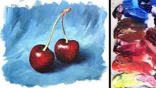 Oil Painting Basics Tutorial For Beginners  Realistic Cherries [upl. by Deeas]