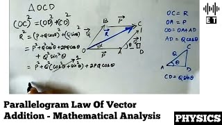 Parallelogram Law Of Vector Addition  Mathematical Analysis  Scalars And Vectors  Basic Physics [upl. by Asylla890]