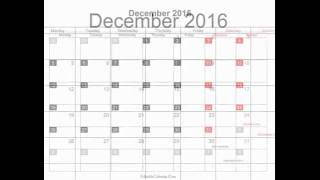 Free December 2016 Calendar Printable with holidays [upl. by Brana]