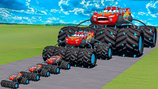 Big amp Small Long Bus Spiked Lightning McQueen Thorns vs Car Crasher Ships  BeamNGdrive [upl. by Uht]