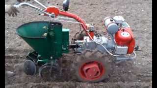 Посадка картошки мотоблоком Мотор Сич Potato Planter UA [upl. by Asirb792]