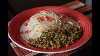 Green Gram Ndengu Stew served with Spaghetti  Veggy Simplicity  TableMozza [upl. by Ahsael]