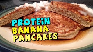 PROTEIN Banana Pancakes Recipe GREAT Complex CarbsFiber49g Protein [upl. by Docilla]