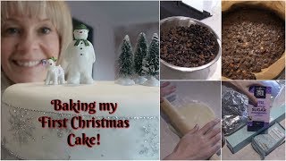 BAKING MY FIRST CHRISTMAS CAKE  MARY BERRYS RECIPE [upl. by Kcerb]