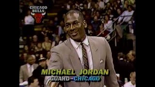 1986 NBA AllStar Game introductions  Eastern Conference  Michael Jordan DNP injury [upl. by Viki]