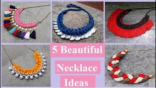 5 Handmade Necklace Ideas  How To Make Silk Thread Necklace At Home  Creationampyou [upl. by Elohc]