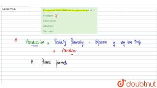 Hormone responsible for vernalization is  12  Plant Growth and Movements  BIOLOGY  DINESH P [upl. by Nnire]