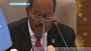 President Hassan Sheikh Mohamuds Urgent Call for Unity at ArabIslamic Summit [upl. by Ydderf]