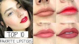 My Top 10 Favorite Lipsticks 2017  Swatches  Jessica Clements [upl. by Nomsed]