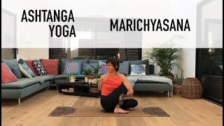 Ashtanga Yoga  Marichyasana Les variations A B C et D avecmoi restezchezvous [upl. by Nnylsor796]