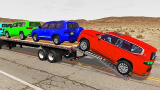 Flatbed Truck Mcqueen  Transportation with Truck  Pothole vs Car 31  BeamNGDrive [upl. by Wagstaff34]