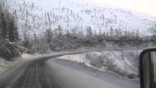 Kolyma Highway Road  Olchansky Mountain Pass in winter  Yakutia SiberiaRussia [upl. by Dwayne828]