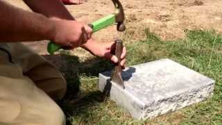 How to chisel a Nicolock Granite City Blend Retaining Wall Cap Ryans Landscaping [upl. by Belcher]