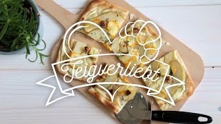 Rezept Flammkuchen mit Rotschmierkäse amp Birne  Teigverliebt [upl. by Lowndes969]