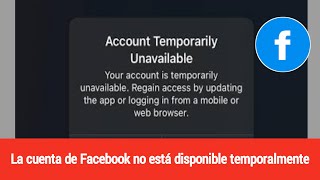 solucione el problema de cuenta de facebook temporalmente no disponible [upl. by Teak930]